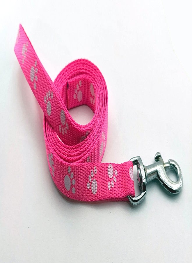 Pups&Pets Nylon Collar and Leash Paw Printed Collar Leash Set Ideal for All Breed Puppies and Small Breed Dogs (15 MM, Pink Colour) - Image 3